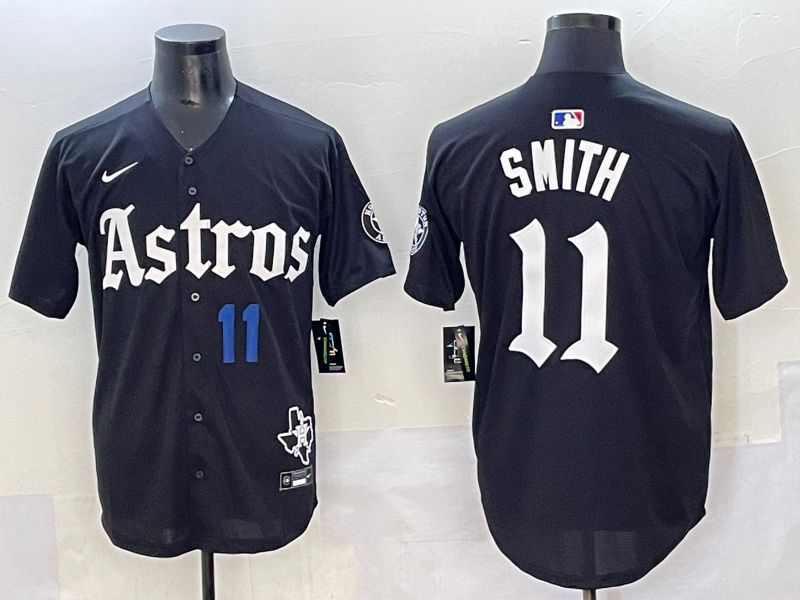 Men 2025 Houston Astros #11 Smith Black Five generations Joint Name Nike MLB Jersey style 32